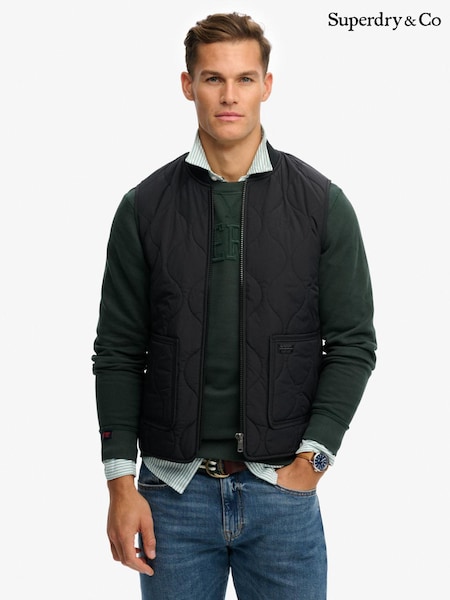 Superdry Black Military Liner Gilet (G84354) | £70