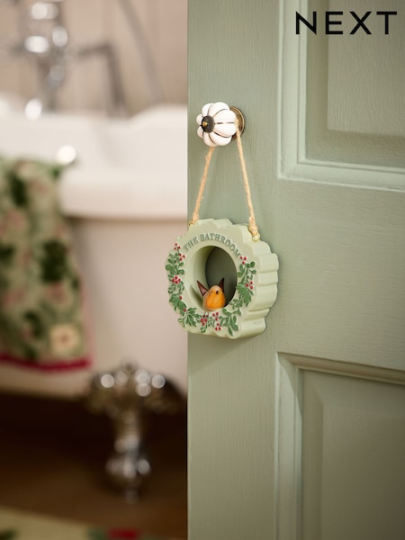 Christmas Robin Bathroom Sign Ornament