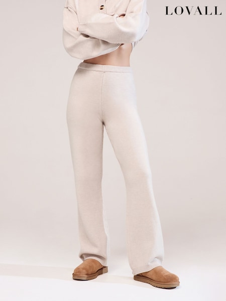 LOVALL Natural Soft Knit Wide Leg Trousers (G84442) | £50