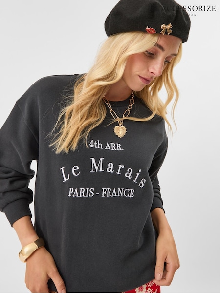 Accessorize Black Le Marais Paris Sweatshirt (G84563) | £40
