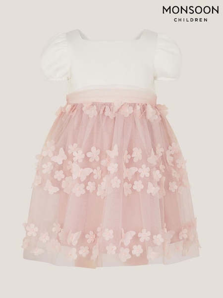 Monsoon Pink Baby Laura Appliqué Flower Scuba Dress (G84665) | £50 - £55
