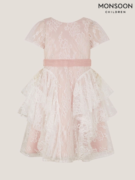 Monsoon Pink Joanie Cancan Ruffle Lace Dress (G84852) | £65 - £75