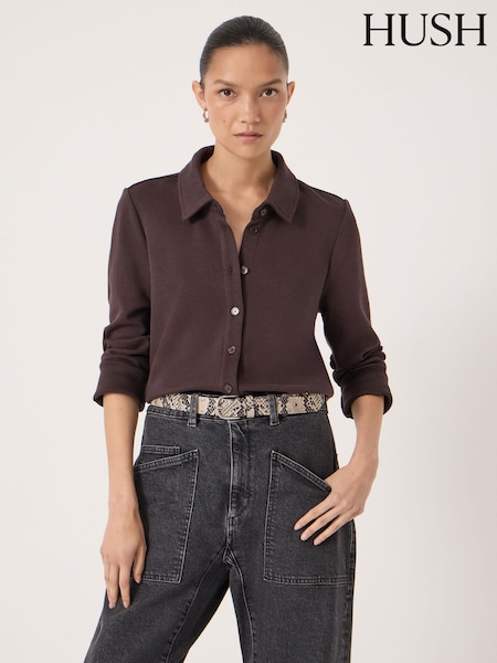 Hush Purple Noa Button A-Line Polo Top (G84924) | £75