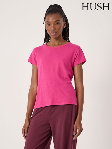 Hush Pink Slim Fit Slub Cotton Crew Neck T-Shirt (G84928) | £27