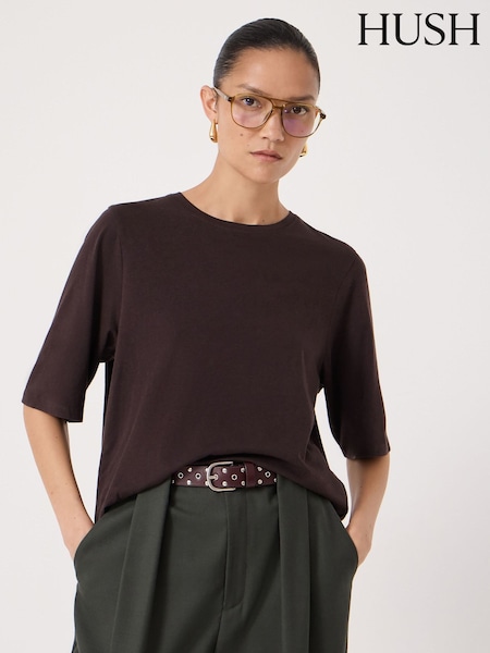 Hush Brown Reece Drapey T-Shirt (G84955) | £32