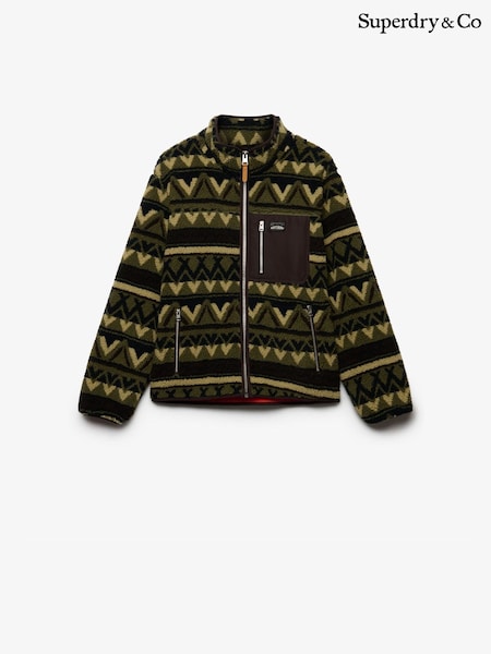 Green - Regular Superdry Abstract Zip Through Fleece