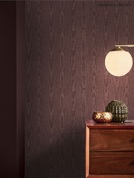 Graham & Brown Damson Moire 10M Wallpaper (G85551) | £95