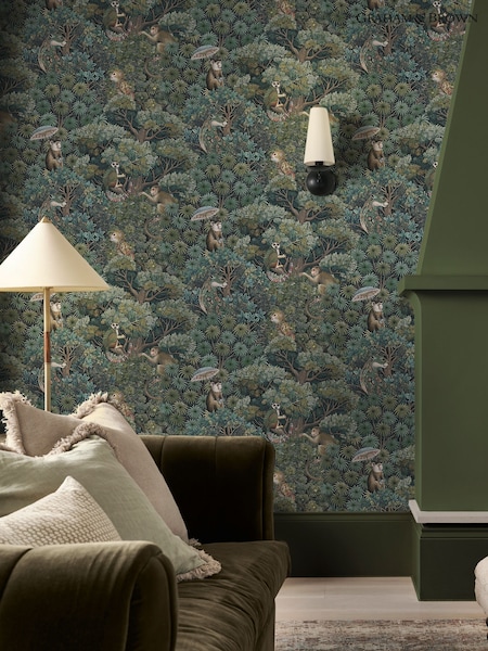 Graham & Brown Emerald Treetop Troop 10M Wallpaper (G85553) | £85