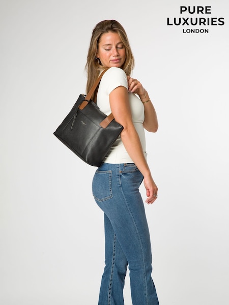Pure Luxuries London Yondo Leather Tote Black Bag (G85934) | £49