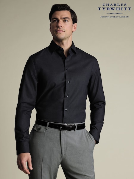 Charles Tyrwhitt Grey Non-Iron Stretch Texture Shirt (G86074) | £75