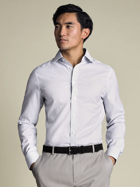 Charles Tyrwhitt Blue Non-Iron Twill Stripe Shirt (G86079) | £70