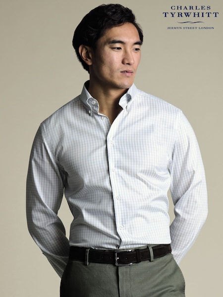 Charles Tyrwhitt Natural Non-Iron Pinpoint Oxford Check Shirt (G86083) | £70