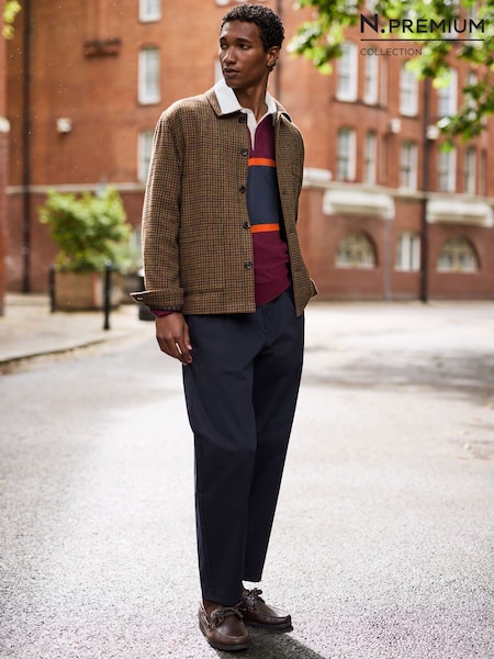 Brown - Regular N. Premium Dogtooth Chore Jacket With Wool