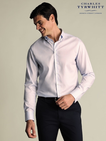 Charles Tyrwhitt Blue Non-Iron Button Down Check Shirt (G86200) | £70