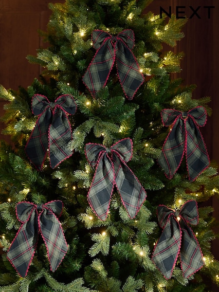 Set Of 6 Bow Christmas Baubles