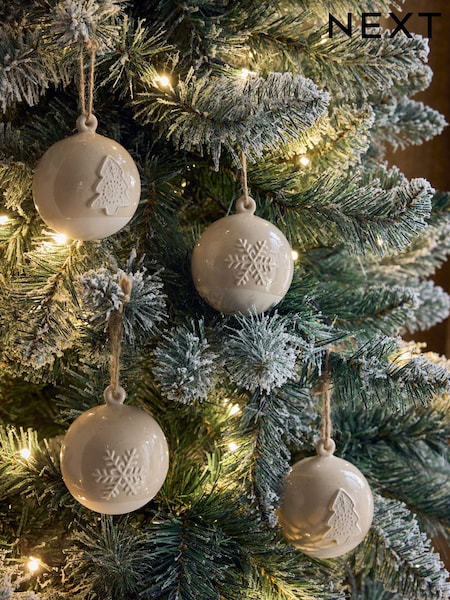 4 Pack Ceramic Christmas Baubles