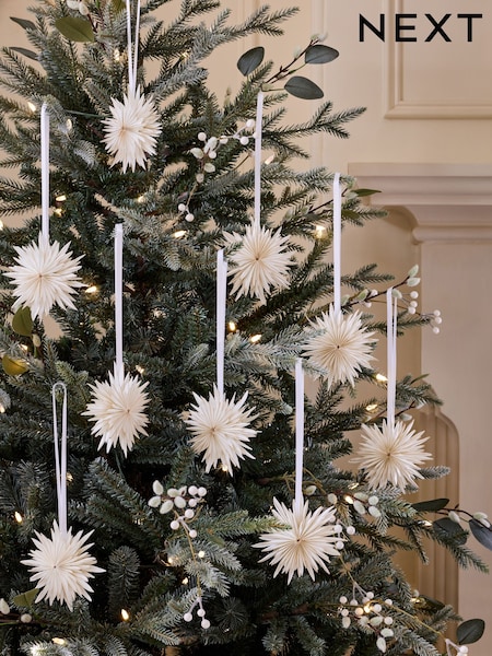Set Of 9 Paper Starburst Christmas Baubles