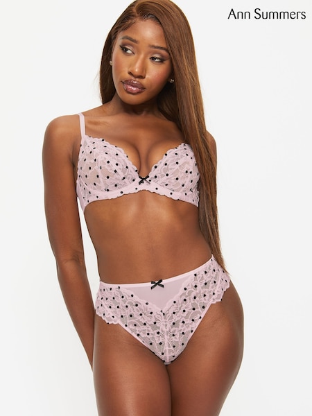 Ann Summers Pink Brazillian Sexy Lace High Waist Knickers (G86789) | £13