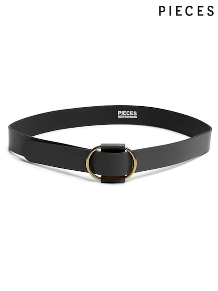 PIECES Black Leather Belt (G86885) | £22