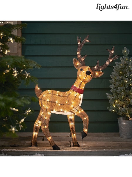 Lights4fun Multi 1m Reindeer Battery Operated Light Up Christmas Figure (G86904) | £140