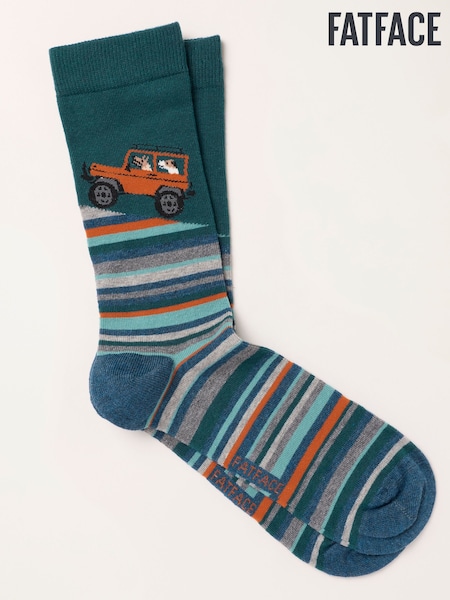 Teal Blue - Regular Fatface Off Roader Dog Socks