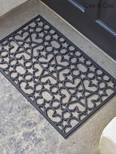 Cox & Cox Black Star Rubber Doormat (G87476) | £25