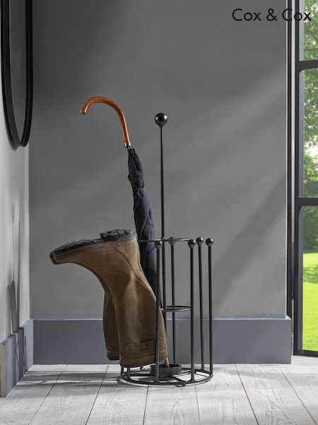Cox & Cox Black Round Umbrella Stand & Boot Rack (G87483) | £95