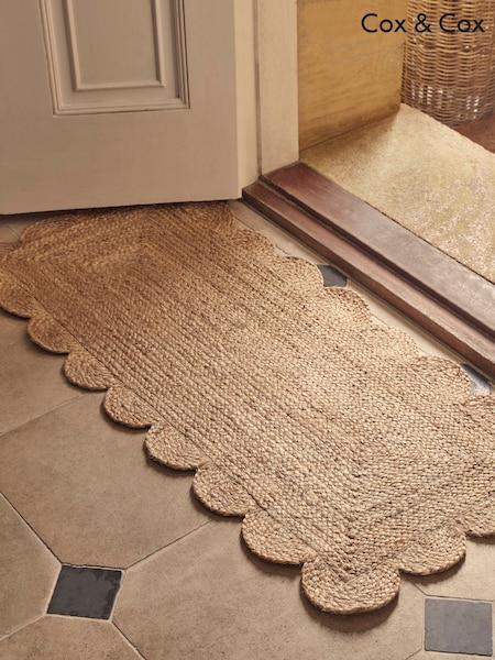 Cox & Cox Natural Scalloped Jute Double Doormat (G87487) | £35