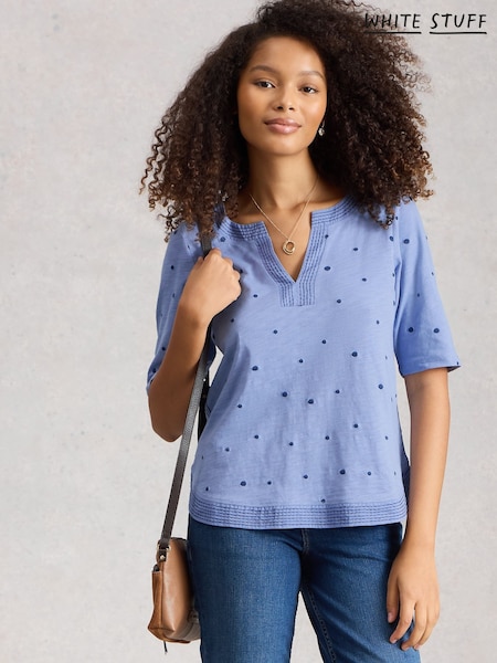 White Stuff Blue Weaver Notch Neck T-Shirts (G87758) | £45