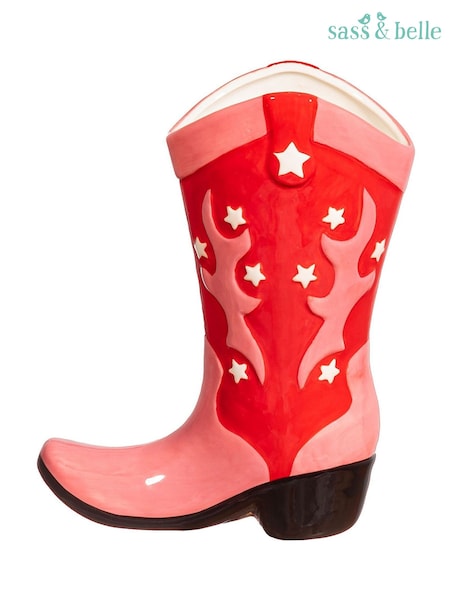 Sass & Belle Red Cowboy Boot Vase (G88202) | £20