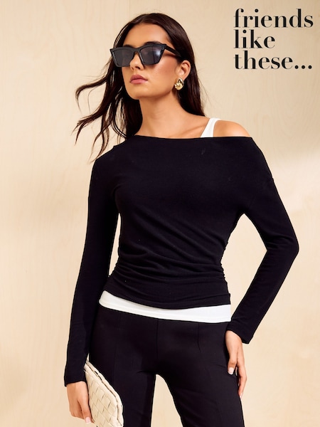 Black - Friends Like These 2-in-1 Layered Long-sleeve Top