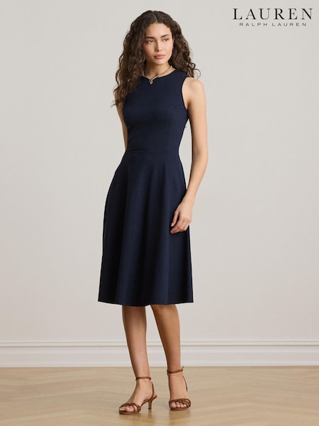Blue - Lauren Ralph Lauren Charley Cotton Stretch Jersey Sleeveless Midi Dress