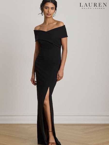 Black - Lauren Ralph Lauren Bodycon Off Shoulder Fitted Pencil Gown