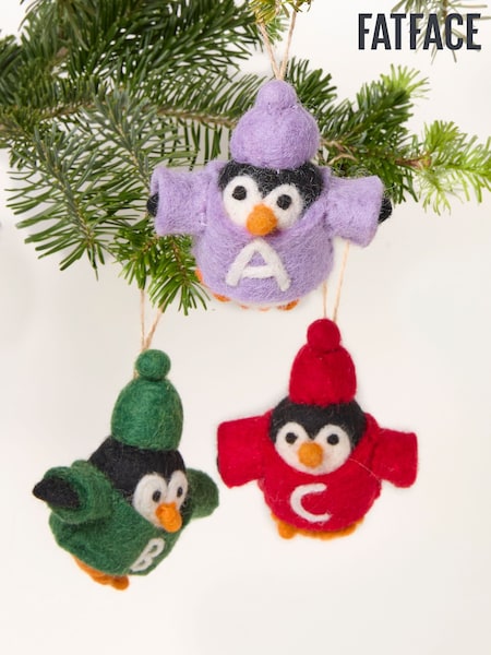 Fatface Monogram Penguin Felt Christmas Decoration