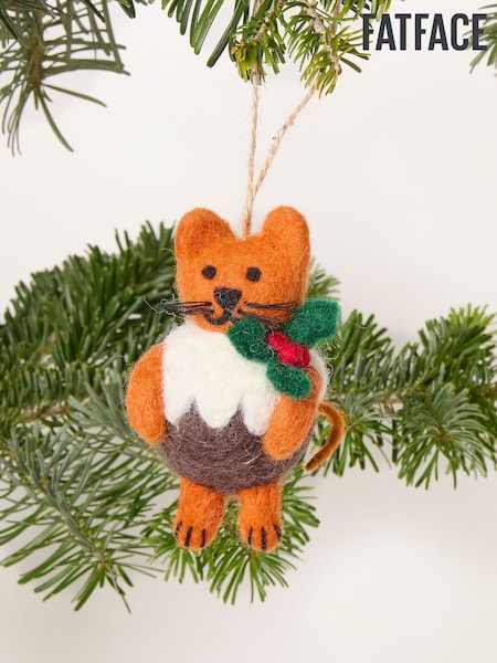 Fatface Pudding Cat Felt Christmas Decoration