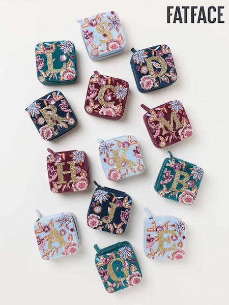 Multi - Fatface Alphabet Embroidered Jewellery Box