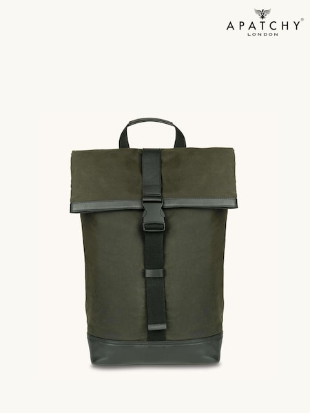 Apatchy Green The Cavendish Waxed Canvas & Leather Backpack (G88793) | £140