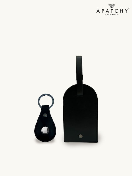 Apatchy Black Leather Luggage Tag and Air Tag Gift Set (G88794) | £46