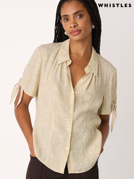 Whistles White Dashed Marks Tie Sleeve Shirt (G89063) | £89