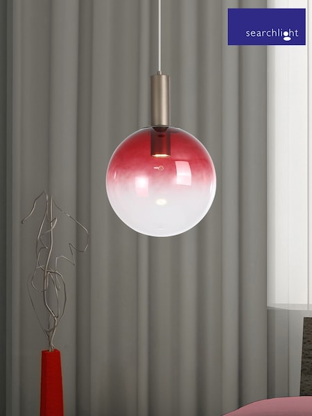 Searchlight Latte and Red 1 Glass Pendant Ceiling Light (G89094) | £91