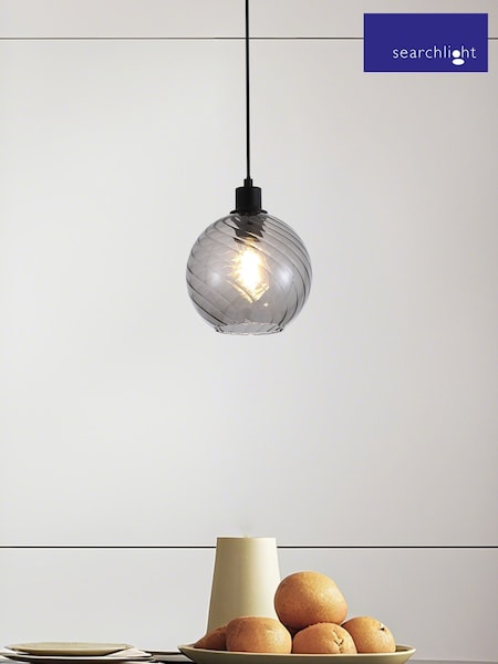 Searchlight Matt Black and Smoke 1 Light Smoked Glass Pendant (G89097) | £44