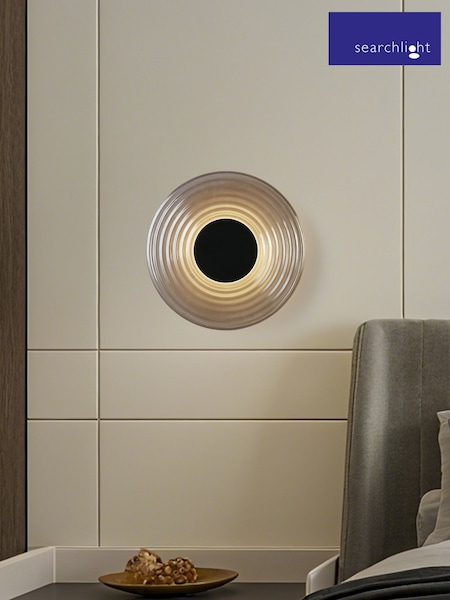 Searchlight Black and Smoke Circular Glass Wall Light (G89106) | £65