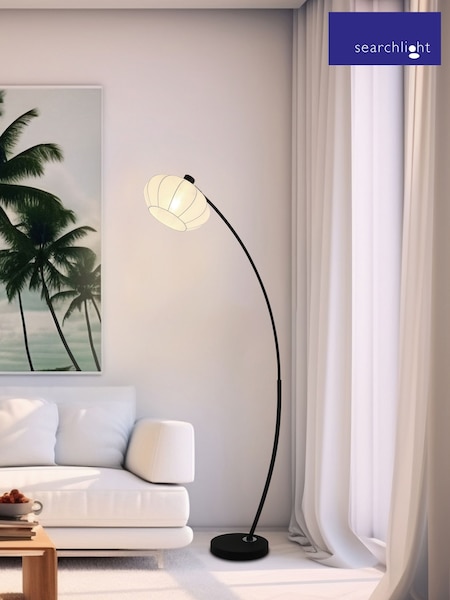 Searchlight Black and White 1 Light Metal Floor Lamp with Fabric Shade (G89111) | £85