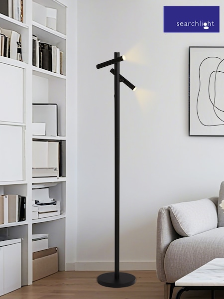 Searchlight Matt Black Rechargeable 2 Light Metal Floor Lamp (G89122) | £79