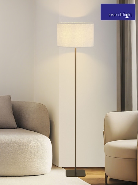 Searchlight Latte White 1 Light Floor Lamp with Linen Shade (G89157) | £75