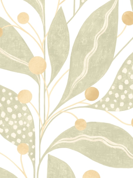 Ohpopsi Soft Sage Berry Dot Soft Sage A4 Wallpaper Sample (G89177) | £1