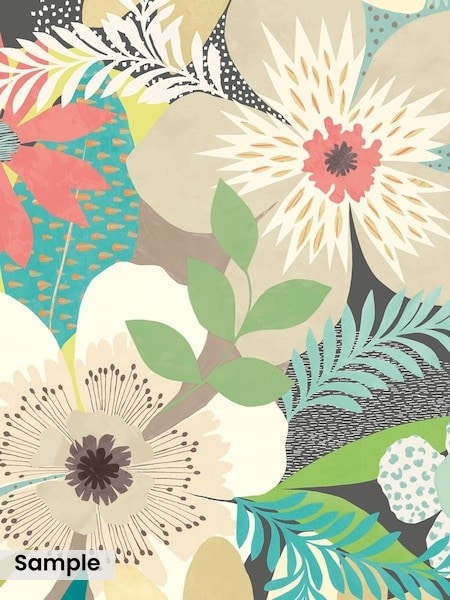 Ohpopsi Emerald Twist Floral Print Riot Forest Mix A4 Wallpaper Sample (G89182) | £1