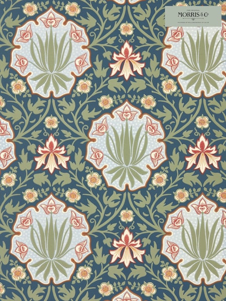 Morris & Co IndigoThyme Iris & Rose Unfinished Works Wallpaper A4 Sample (G89228) | £1