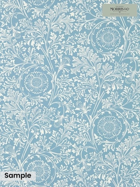 Morris & Co China Blue Chamomile Unfinished Works A4 Wallpaper Sample (G89261) | £1