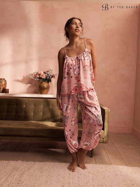 Pink Floral - B By Ted Baker Pink Floral Satin Cami Pyjamas Set